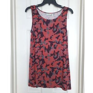LOGO Lounge Tank Top Red Orange Grey Camo Camouflage Sleeveless Casual Small S